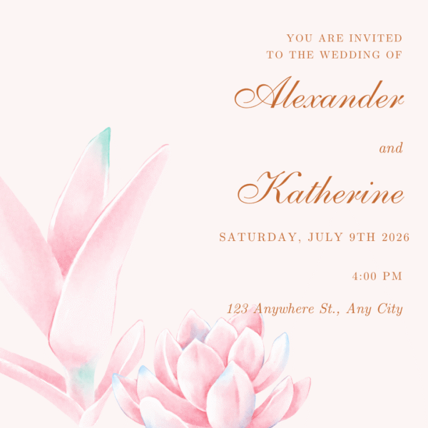 Pink Floral Wedding Card DP-WI-011