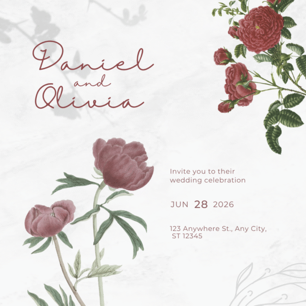 Elegant Floral Wedding Card DP-WI-012
