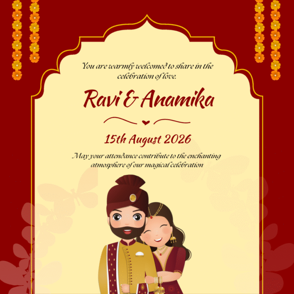 Maroon & Cream Wedding Card DP-WI-015