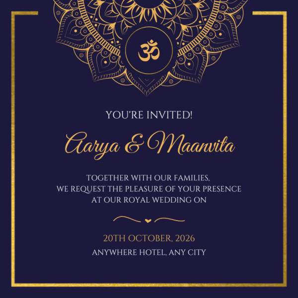 Blue with Golden Wedding Card DP-WI-016