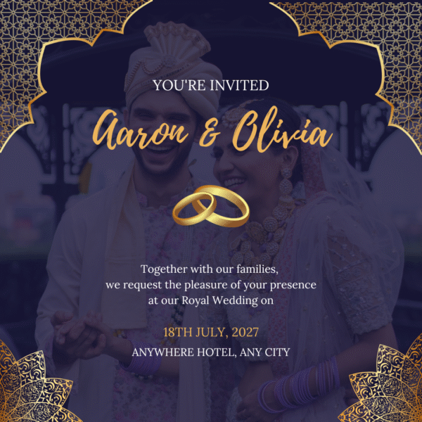 Blue with Golden Wedding Card DP-WI-017