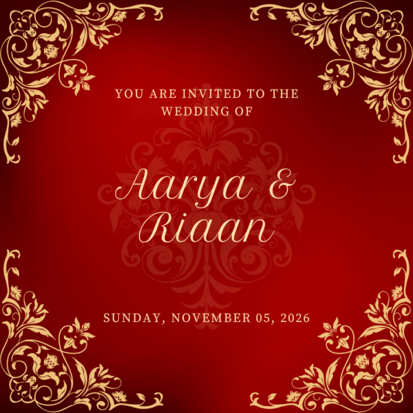 Maroon with Golden  Wedding Card DP-WI-019