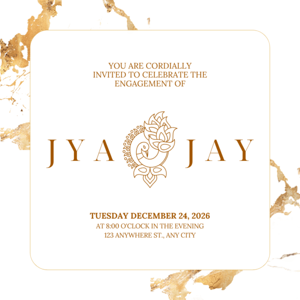 White with Golden & Simple Wedding Card DP-WI-021