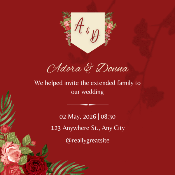 Maroon  Simple Wedding Card DP-WI-022