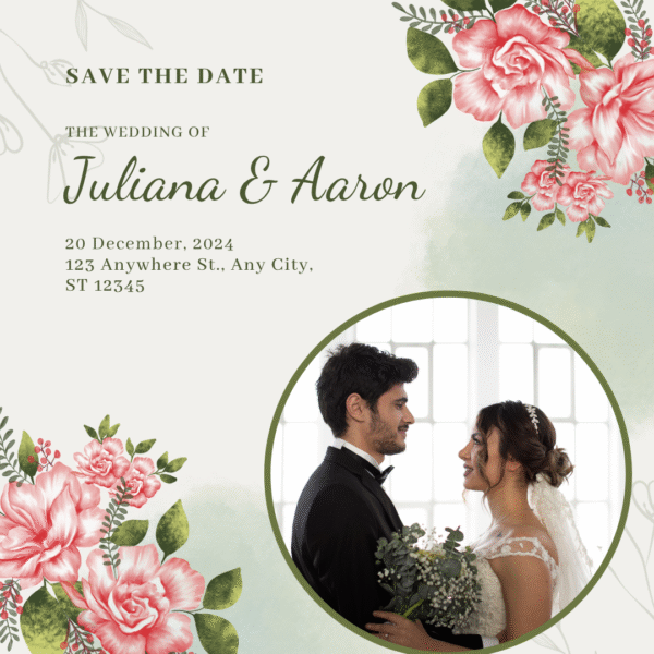 Elegant Green With Photo Wedding Card DP-WI-023