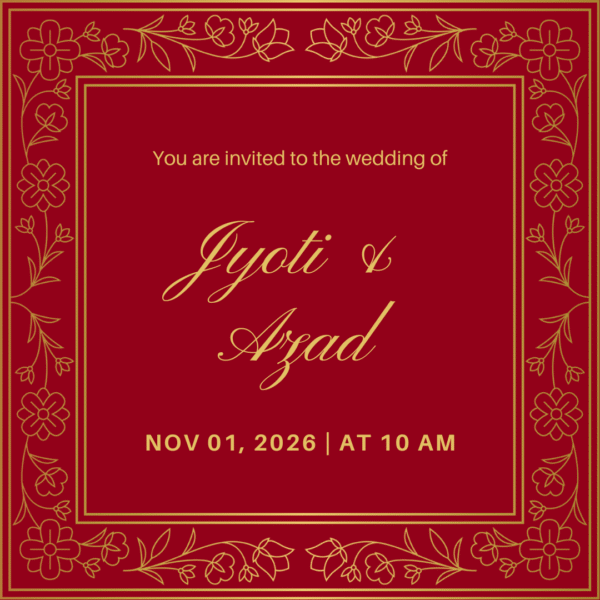 Maroon with Golden Wedding Card DP-WI-027