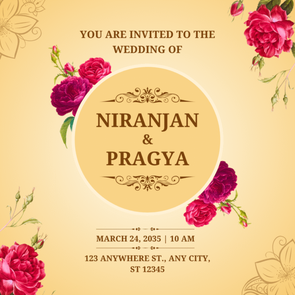 Elegant Floral Wedding Card DP-WI-026