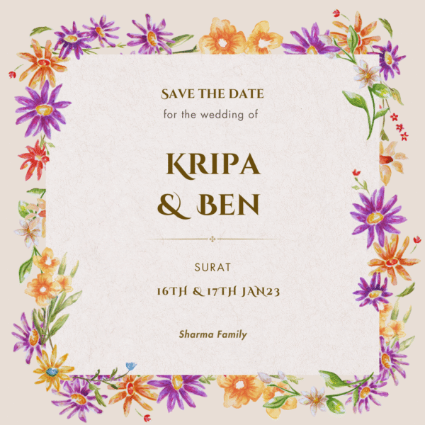 Elegant Floral Wedding Card DP-WI-025