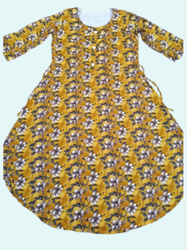 Yellow Floral Print Apple-Cut Top